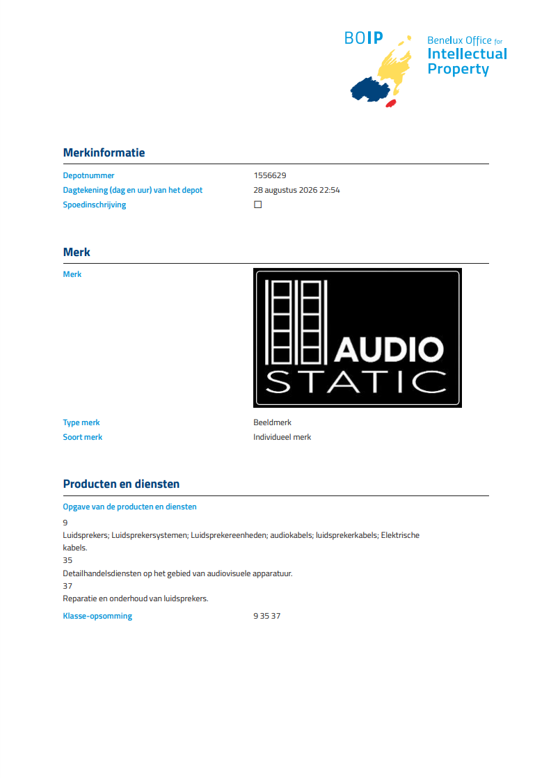 audiostatic-merk-registratie – Registraties